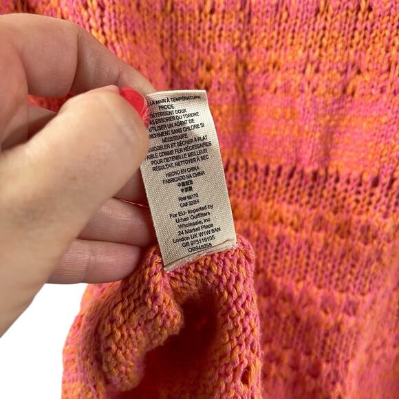 Free People Sweater Tunic Pink Orange Knitted V Neck Oversized XS - Picture 7 of 7